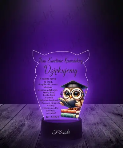 Lampka LED 3D z Nadrukiem Podziękowania Na Koniec Roku Szkolnego
