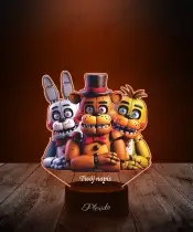 Lampka LED 3D z Nadrukiem FNAF Freddy Bonnie Chica