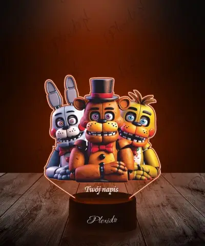 Lampka LED 3D z Nadrukiem FNAF Freddy Bonnie Chica