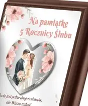 Pamiątka Z Okazji Piątej Rocznicy Ślubu Na Prezent Ramka Z Życzeniami