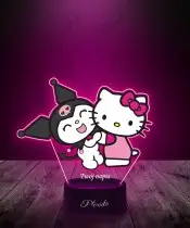Lampka LED 3D Plexido z Nadrukiem Hello Kitty i Kuromi