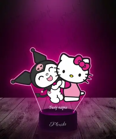 Lampka LED 3D Plexido z Nadrukiem Hello Kitty i Kuromi