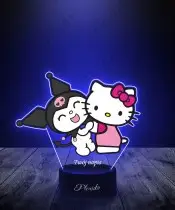 Lampka LED 3D Plexido z Nadrukiem Hello Kitty i Kuromi