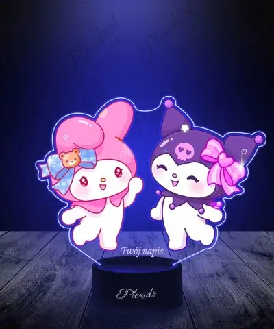 Lampka LED 3D Plexido z Nadrukiem Hello Kitty My Melody i Kuromi