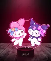 Lampka LED 3D Plexido z Nadrukiem Hello Kitty My Melody i Kuromi
