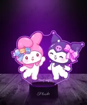 Lampka LED 3D Plexido z Nadrukiem Hello Kitty My Melody i Kuromi