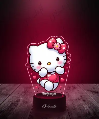 Lampka LED 3D Plexido z Nadrukiem Hello Kitty Serce