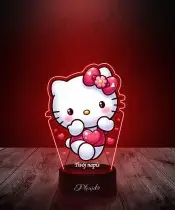 Lampka LED 3D Plexido z Nadrukiem Hello Kitty Serce
