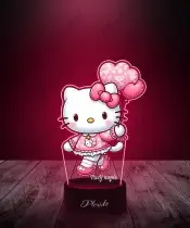 Lampka LED 3D Plexido z Nadrukiem Hello Kitty Balony Serce