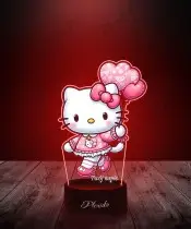 Lampka LED 3D Plexido z Nadrukiem Hello Kitty Balony Serce