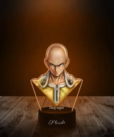 Lampka LED 3D Plexido z Nadrukiem UV One Punch Man Saitama