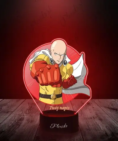 Lampka LED 3D Plexido z Nadrukiem UV One Punch Man Saitama