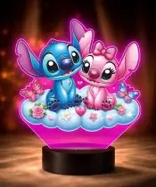 Lampka LED 3D Plexido z Nadrukiem UV Lilo i Stich i Angel Chmurka