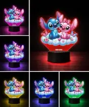Lampka LED 3D Plexido z Nadrukiem UV Lilo i Stich i Angel Chmurka