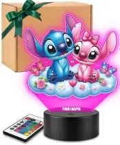 Lampka LED 3D Plexido z Nadrukiem UV Lilo i Stich i Angel Chmurka