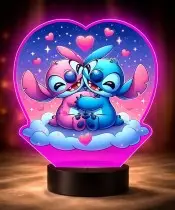 Lampka LED 3D Plexido z Nadrukiem UV Lilo i Stich i Angel Serce