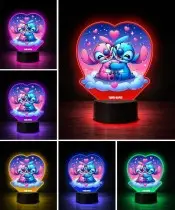 Lampka LED 3D Plexido z Nadrukiem UV Lilo i Stich i Angel Serce
