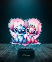Lampka LED 3D Plexido z Nadrukiem UV Lilo i Stich i Angel Serce