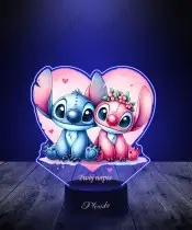 Lampka LED 3D Plexido z Nadrukiem UV Lilo i Stich i Angel Serce