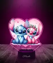 Lampka LED 3D Plexido z Nadrukiem UV Lilo i Stich i Angel Serce
