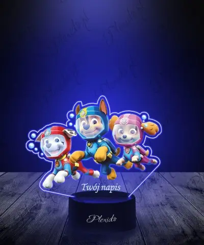 Lampka LED 3D Plexido z Nadrukiem UV Psi Patrol Skye Marshall Chase