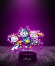 Lampka LED 3D Plexido z Nadrukiem UV Psi Patrol Skye Marshall Chase