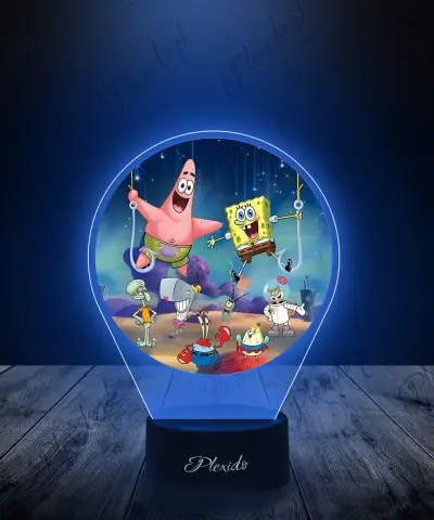 Lampka LED 3D Plexido z Nadrukiem UV Spongebob