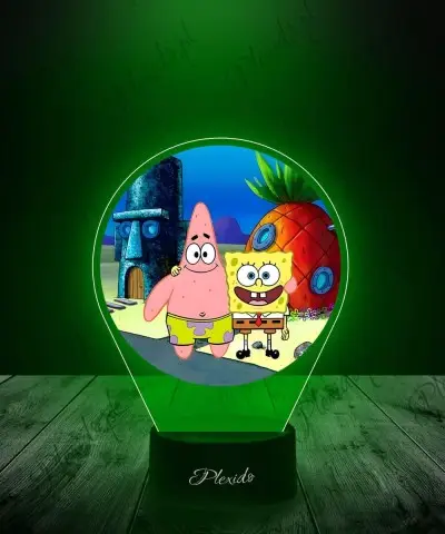 Lampka LED 3D Plexido z Nadrukiem UV Spongebob Patryk