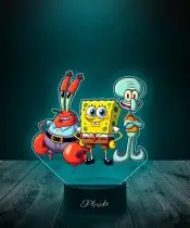 Lampka LED 3D Plexido z Nadrukiem UV Spongebob Skalmar Pan Krab
