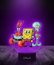 Lampka LED 3D Plexido z Nadrukiem UV Spongebob Skalmar Pan Krab