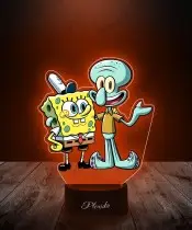 Lampka LED 3D Plexido z Nadrukiem UV Spongebob Skalmar