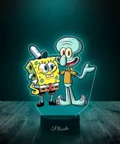 Lampka LED 3D Plexido z Nadrukiem UV Spongebob Skalmar