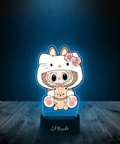 Lampka LED 3D Plexido z Nadrukiem UV Labubu Hello Kitty