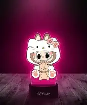 Lampka LED 3D Plexido z Nadrukiem UV Labubu Hello Kitty