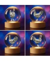 Kryształowa Kulka 3D Kura Kogut