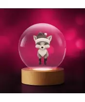 Kryształowa Kulka 3D Lis Świąteczny Lisek Święty Mikołaj