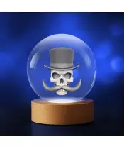 Kryształowa Kulka 3D Czaszka Szkielet Cylinder Wąs Barber