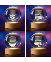 Kryształowa Kulka 3D Czaszka Szkielet Cylinder Wąs Barber