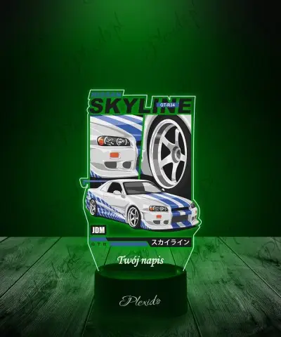 Lampka LED 3D z Nadrukiem UV Samochód Nissan Skyline GTR R34