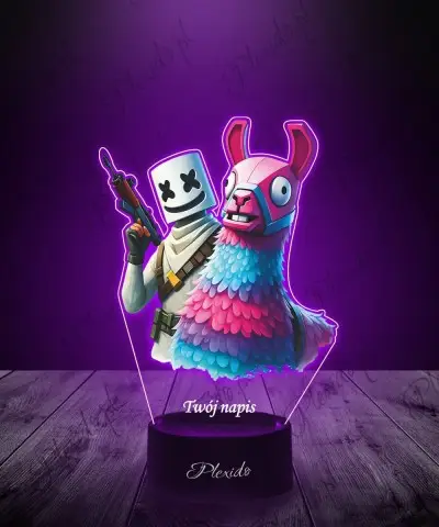 Lampka LED 3D z Nadrukiem UV Fortnite Marshmello Lama