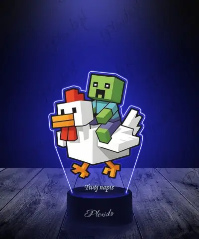 Lampka LED 3D z Nadrukiem UV Minecraft Kurczak