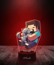 Lampka LED 3D z Nadrukiem UV Minecraft Steve