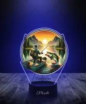 Lampka LED 3D z Nadrukiem UV Ryba Wędkarstwo Wędkarz Góry