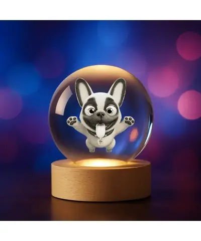 Kryształowa Kulka 3D Pies Buldog Francuski