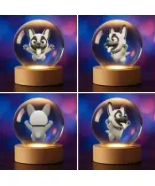 Kryształowa Kulka 3D Pies Buldog Francuski
