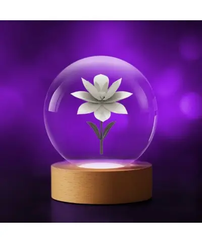 Kryształowa Kulka 3D Kwiat Lotus