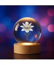 Kryształowa Kulka 3D Kwiat Lotus
