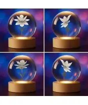 Kryształowa Kulka 3D Kwiat Lotus