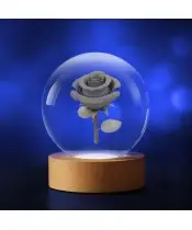 Kryształowa Kulka 3D Kwiat Róża