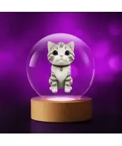 Kryształowa Kulka 3D Kot Kotek